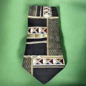 Vintage Conte di Milano Silk Tie Geometric Block Patterns